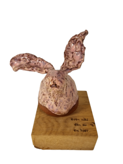 roze konijn met wapperende oren