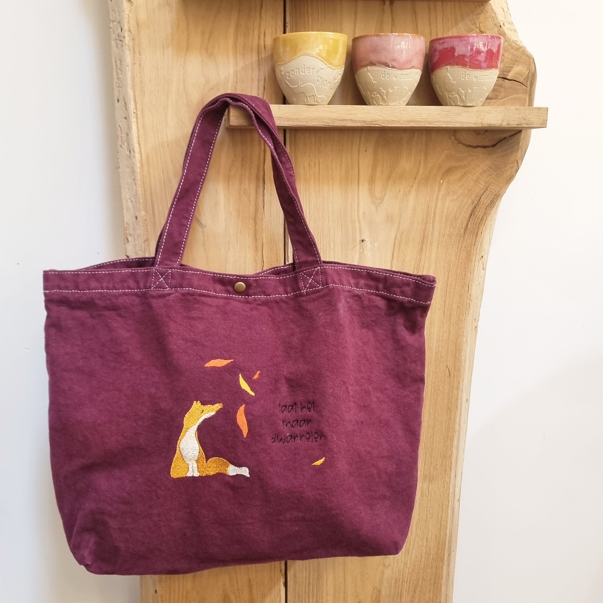 canvas tas dwarrelen (donkerrood)