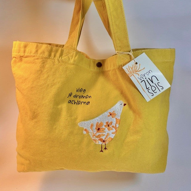 canvas tas vlieg geel