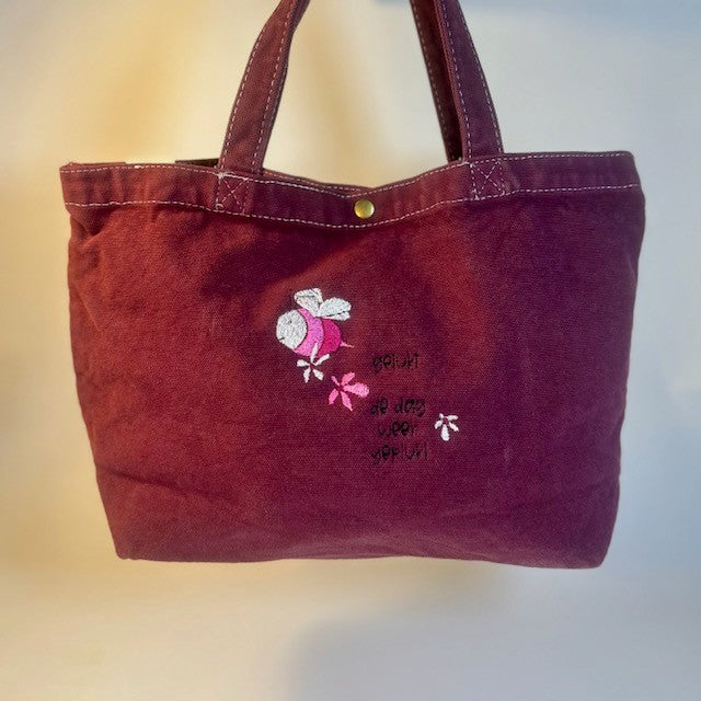 canvas tasje gelukt donkerrood