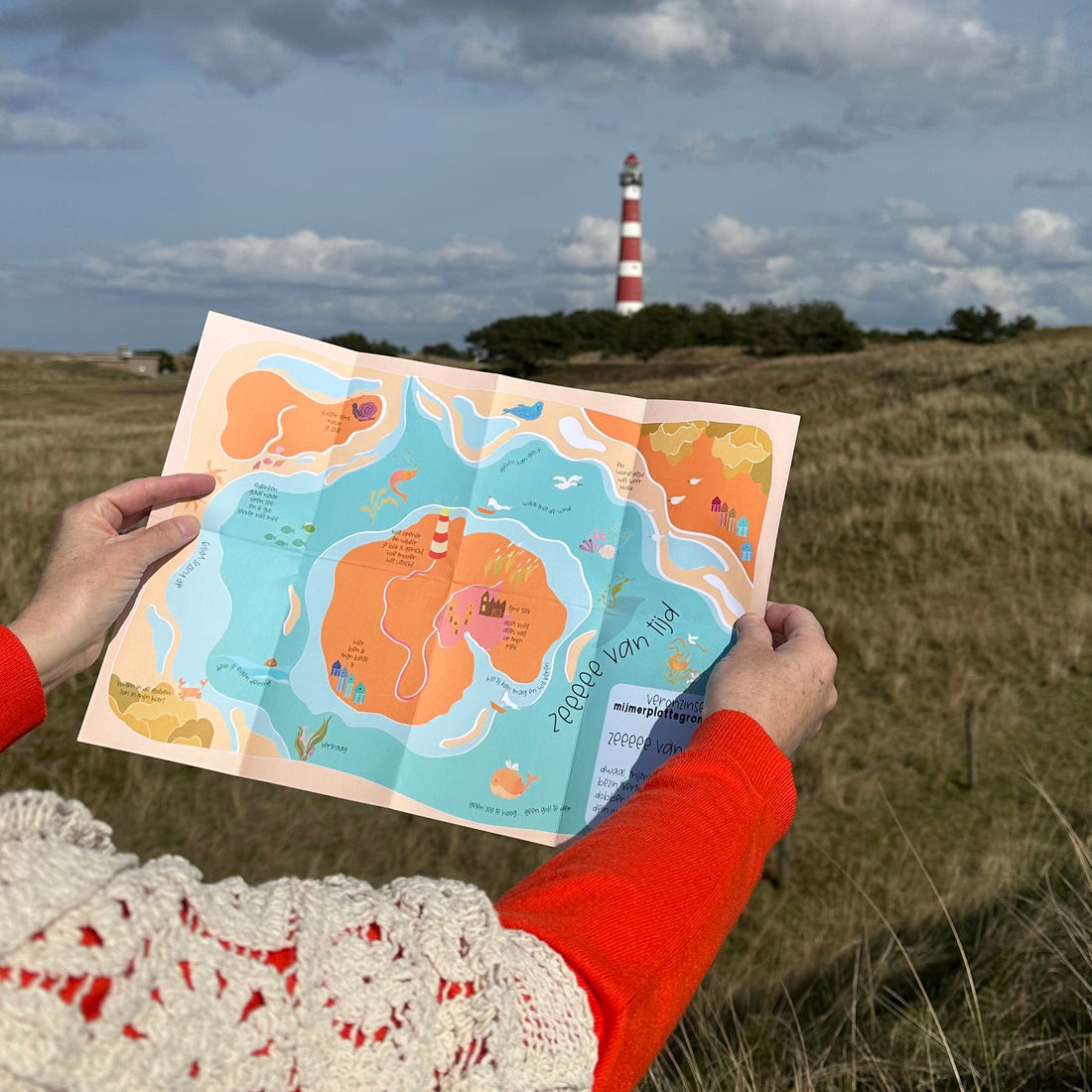 landkaart plattegrond met poëtische teksten en  vrolijke illustraties 