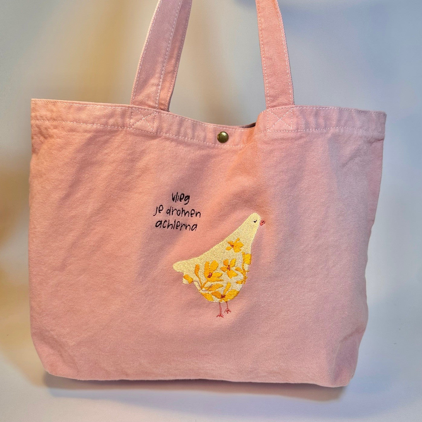 canvas tas vlieg roze