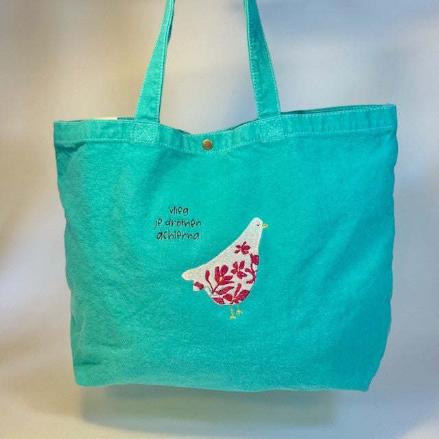 canvas tas vlieg turquoise
